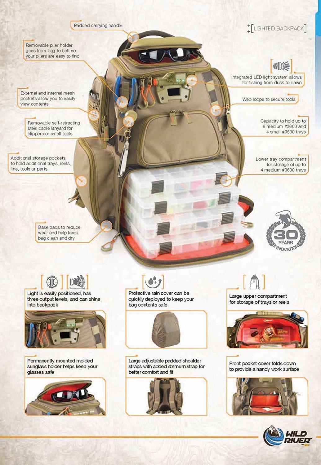 Wild River by CLC WT3604 Tackle Tek Nomad Lighted Backpack