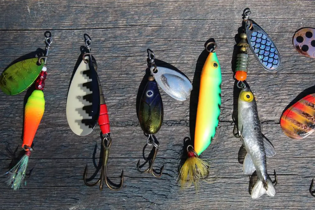 Spinnerbait Lures in a row