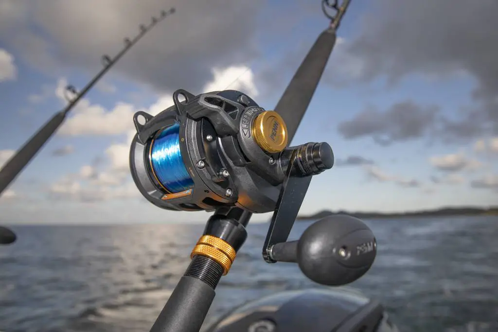 Penn squall lever drag overhead reel on the ocean