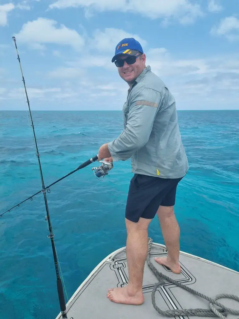 Russ Egan fishing offshore in saltwater
