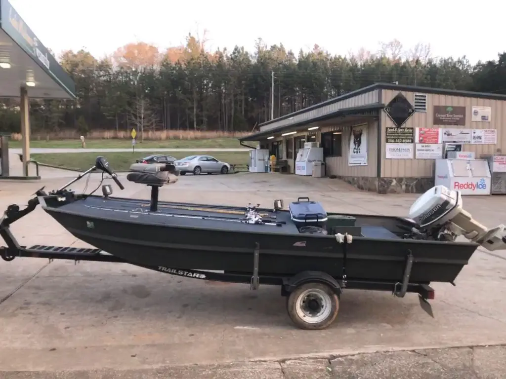 Donny karr's bass boat sitting on the trailor