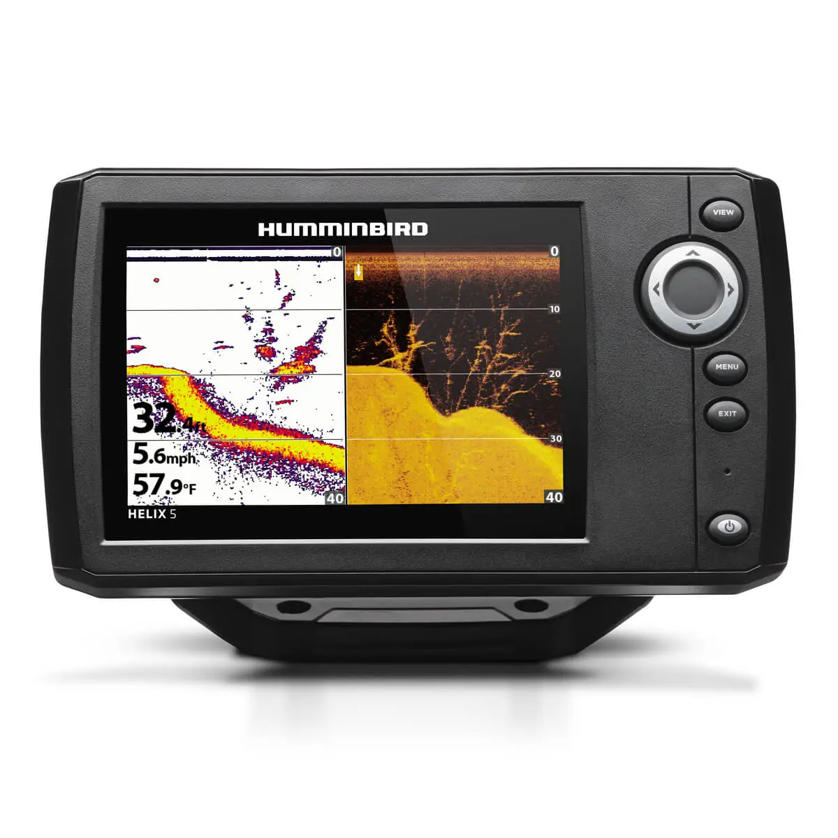 humminbird helix 5 fish finder turned on with display