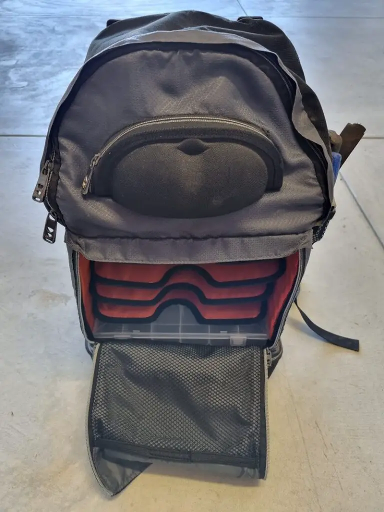 My personal fishing backpack tackle bag
