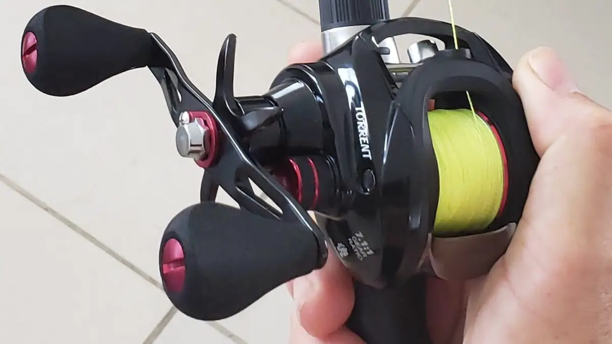 holding up my piscifun torrent baitcaster with braid line