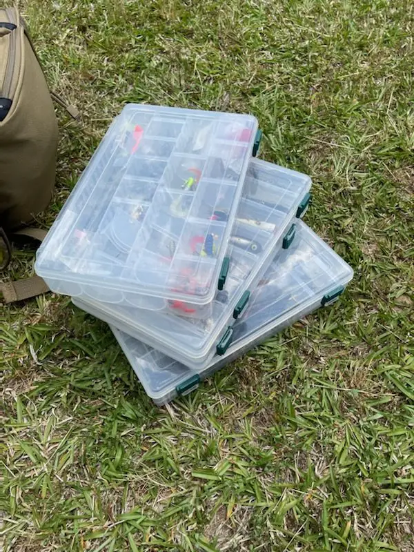 plastic tackle trays i store inside the backpack