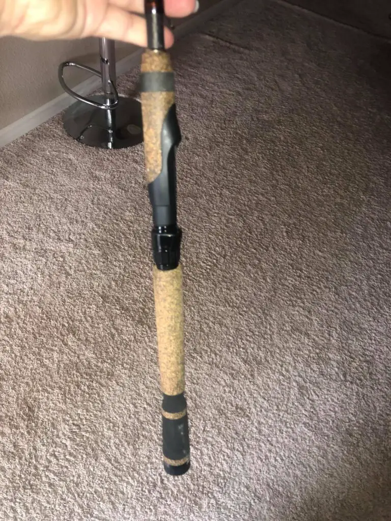 fenwick hmg spinning rod close up of cork handle and reel seat