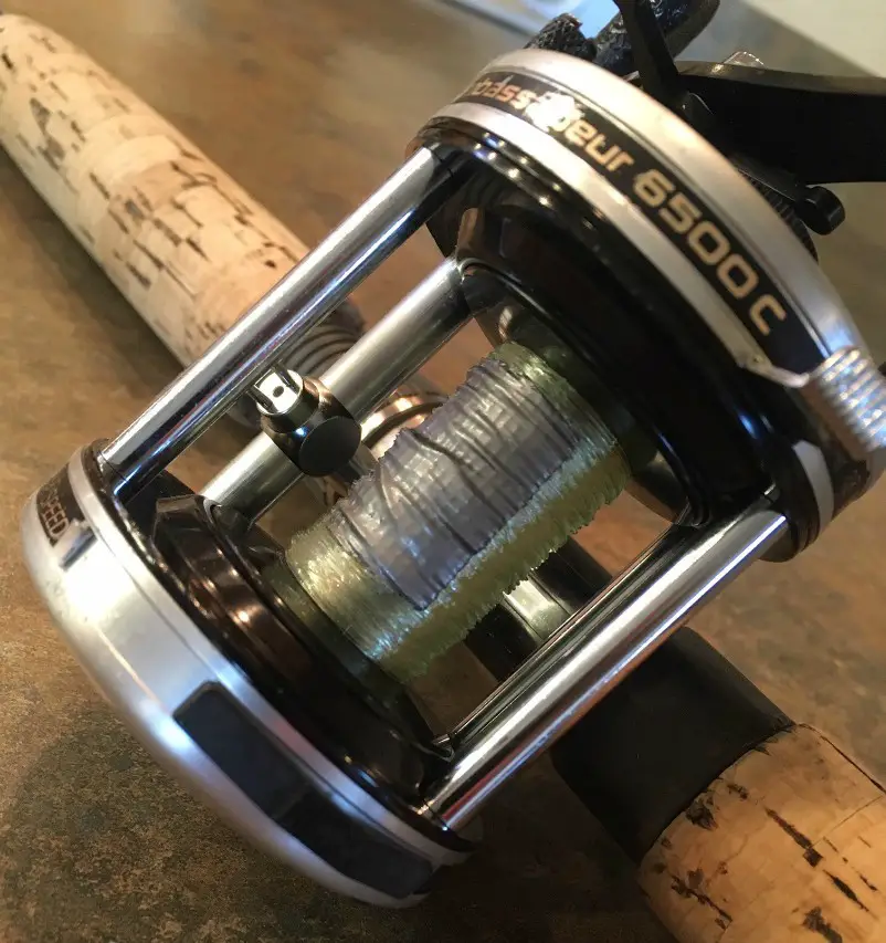 mono backing on fishing reel